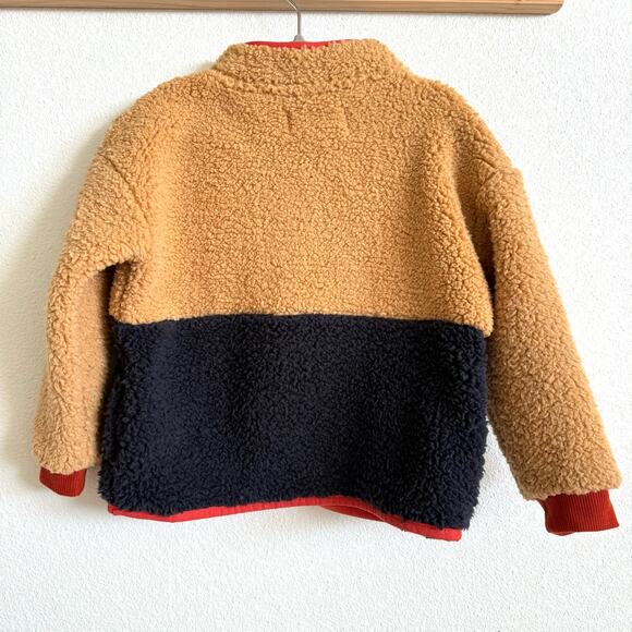 Open Edit Brown and Navy Blue Sherpa Full Zip Jacket Toddler 24 Months - Picture 5 of 5